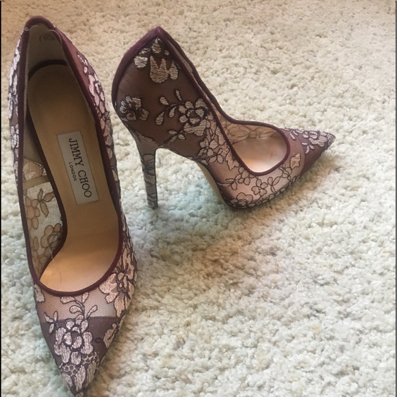 Jimmy Choo Shoes - jimmy choo anouk seasonal lace bordeaux pumps
